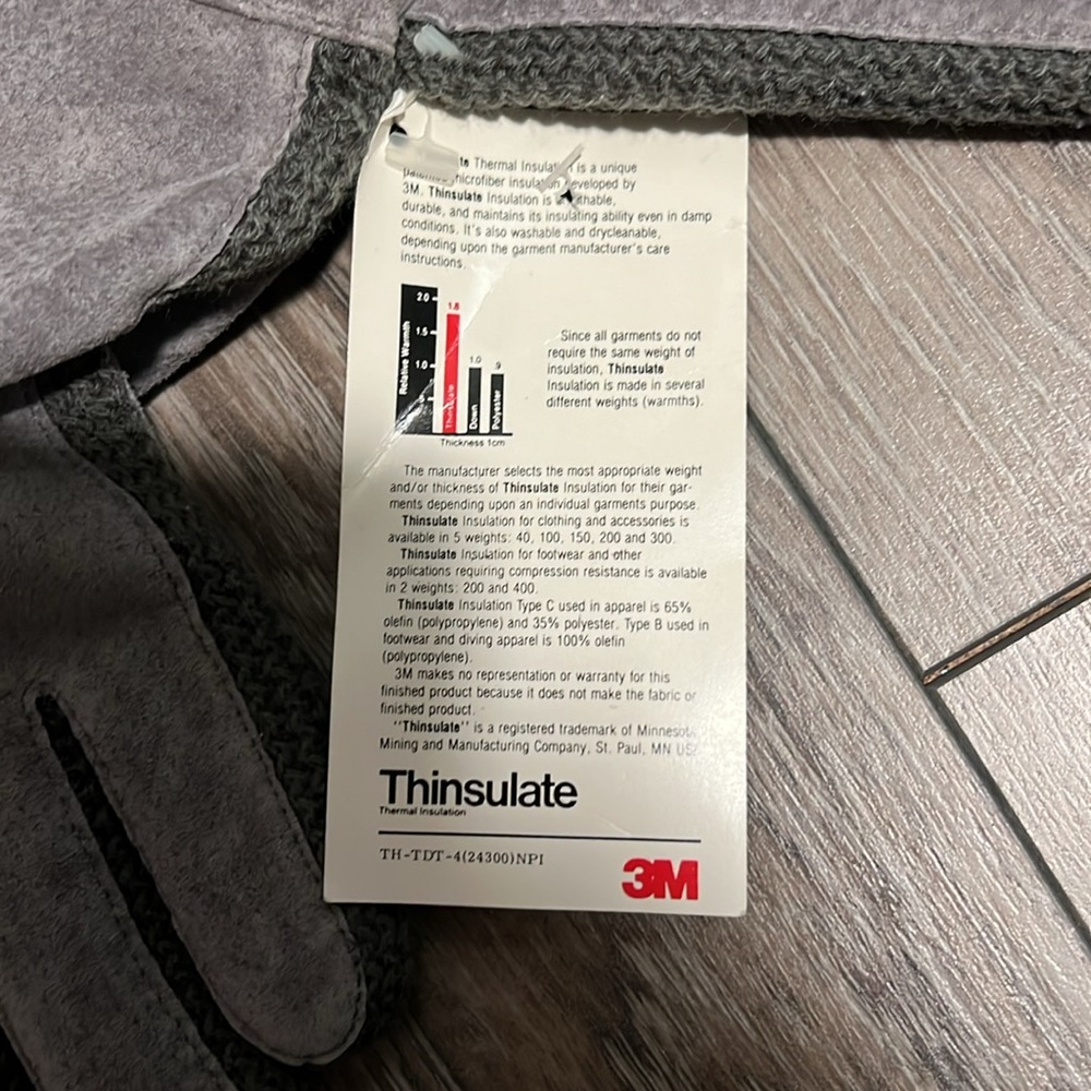 NWT 3m Thinsulate size medium grey gloves - Picture 7 of 8
